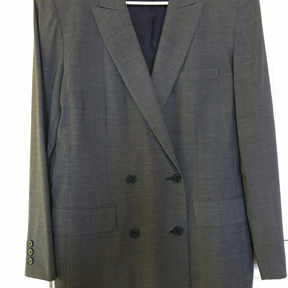 Grey Double-Breasted Suit Jacket